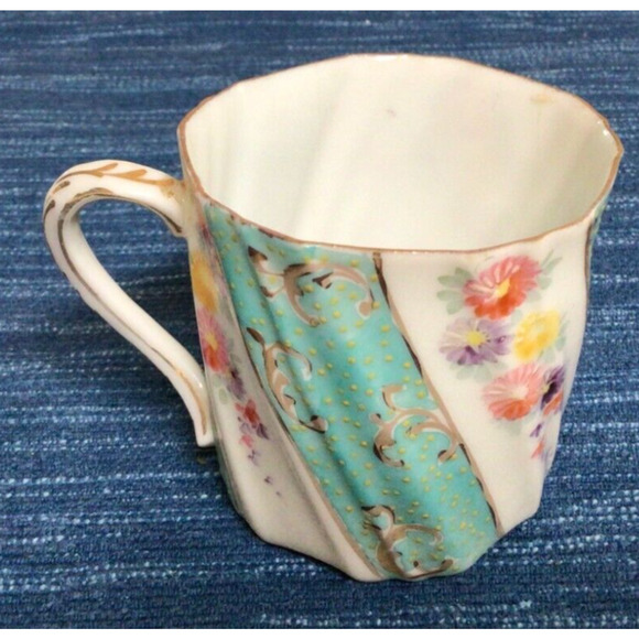Vintage Unmarked Nippon Style Floral Flowers Cup Gold ~876A - Picture 2 of 7